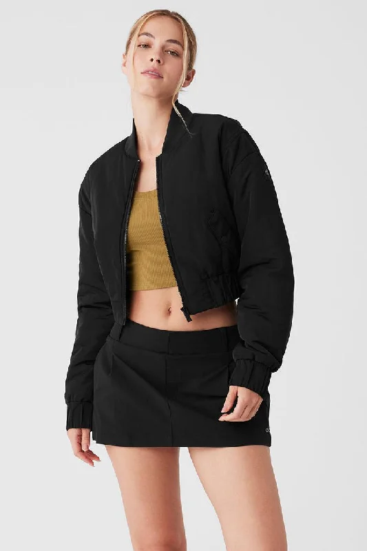 CROPPED BREAK LINE BOMBER JACKET