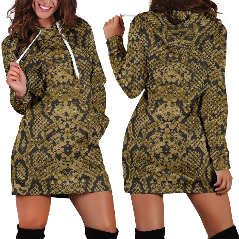 Snake Skin Pattern Women'S Hoodie Dress