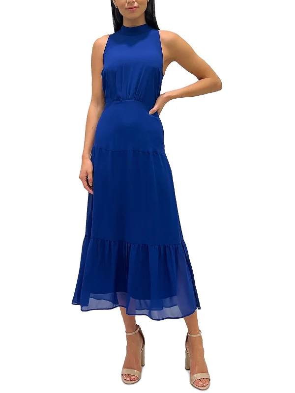 Womens Chiffon Sleeveless Midi Dress