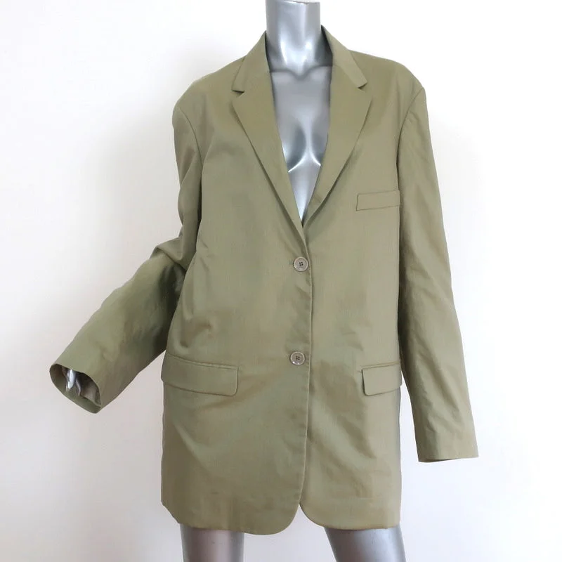 Lemaire Long Blazer Dusty Sage Cotton-Silk Size 38 Two-Button Oversize Jacket