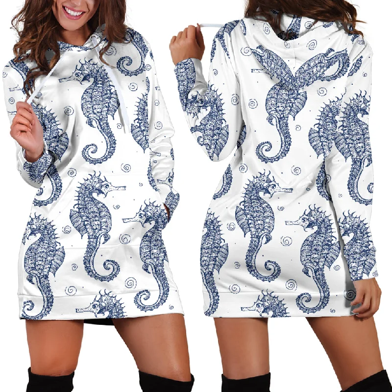 Seahorse Pattern Background Women'S Hoodie Dress