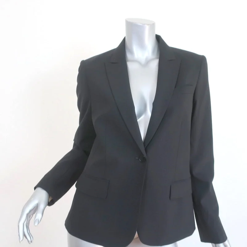 Theory Gabe Blazer Black Stretch Wool Size 12 One Button Jacket NEW