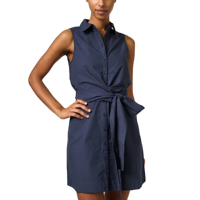 Cotton Shirt Dress In Navy