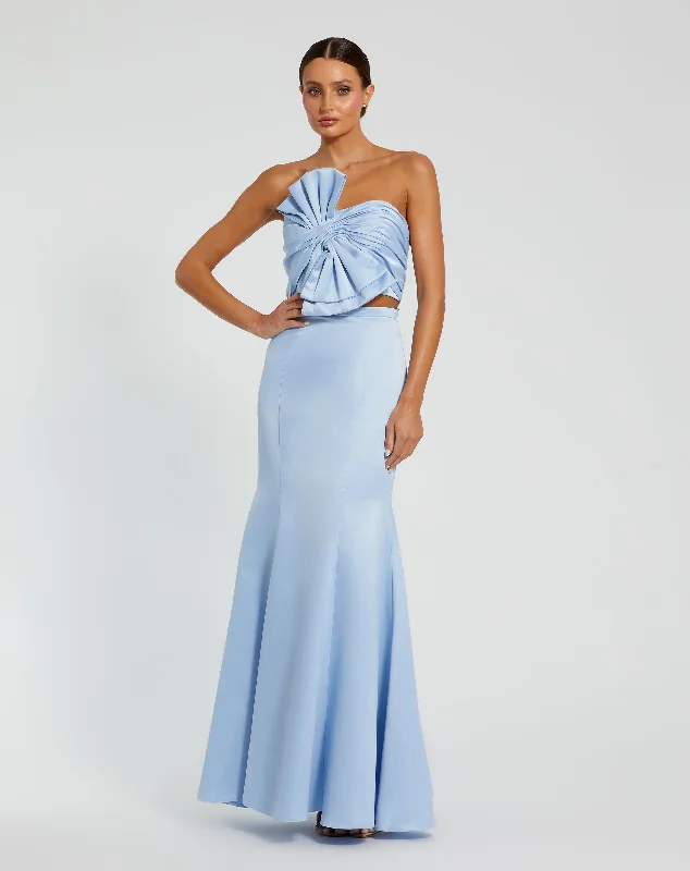 Blue Strapless Bow Top and Mermaid Skirt 2 Piece Set