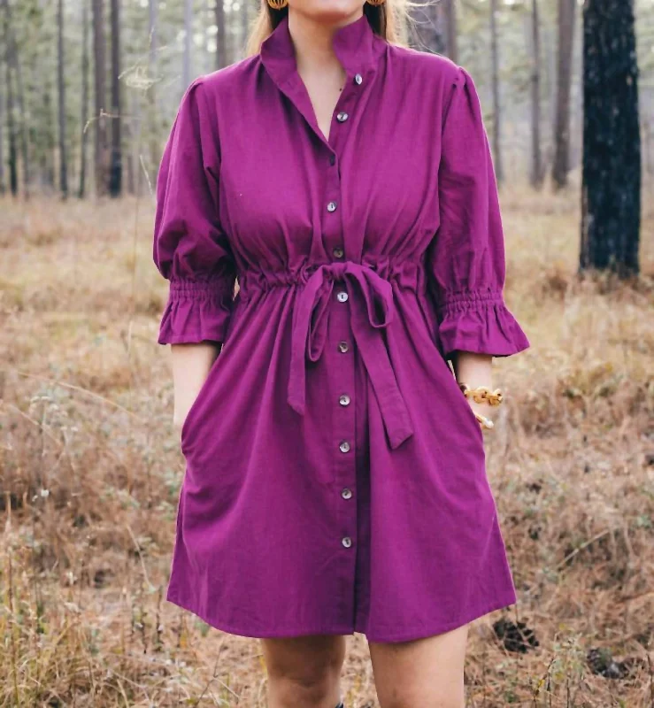 Stella Corduroy Dress In Boysenberry