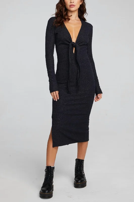 Jenn Midi Dress In Shadow Black