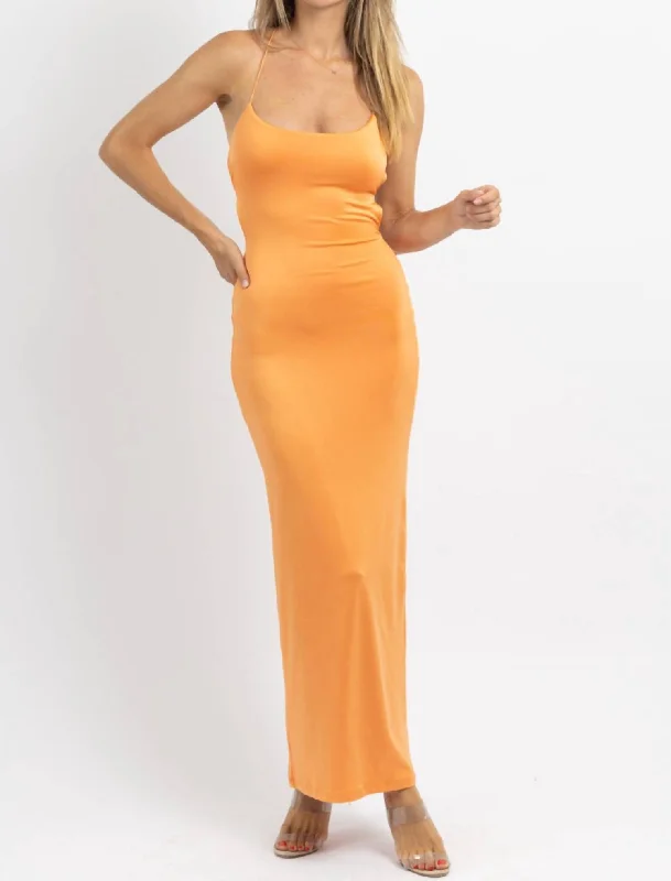 Solange Open Back Dress In Orange