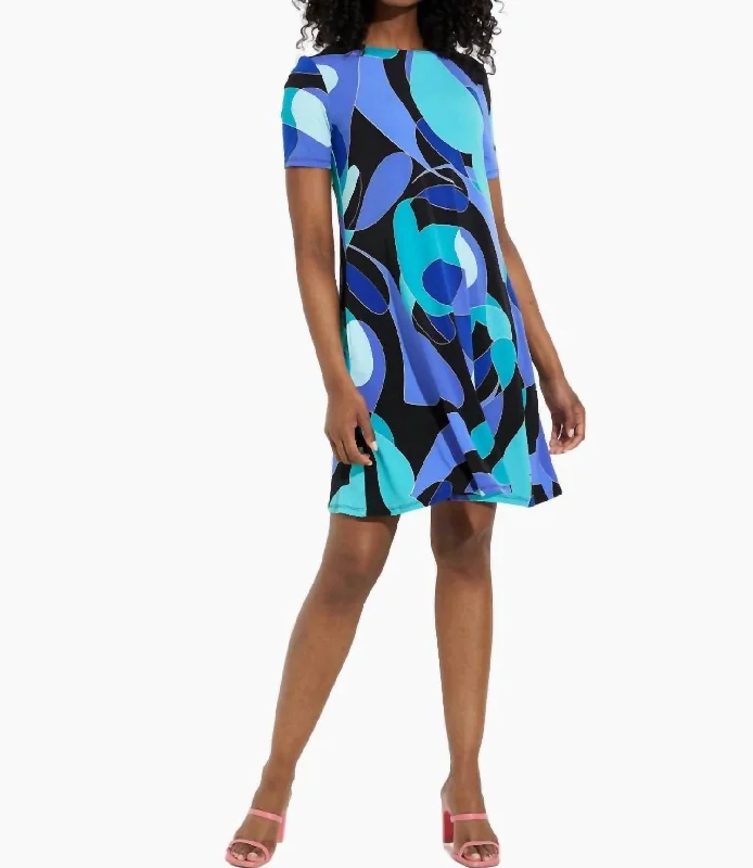 Abstract Dress In Aqua