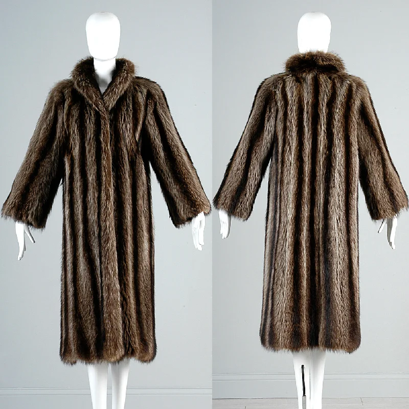 Full Length Saks Fifth Avenue Raccoon Fur Stroller Coat Revillon Winter Column