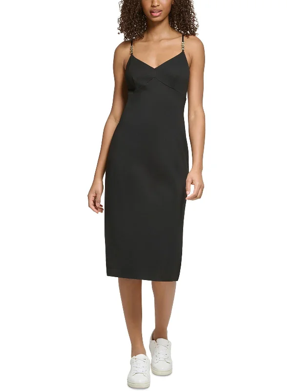 Womens Spaghetti Strap Logo Midi Dress