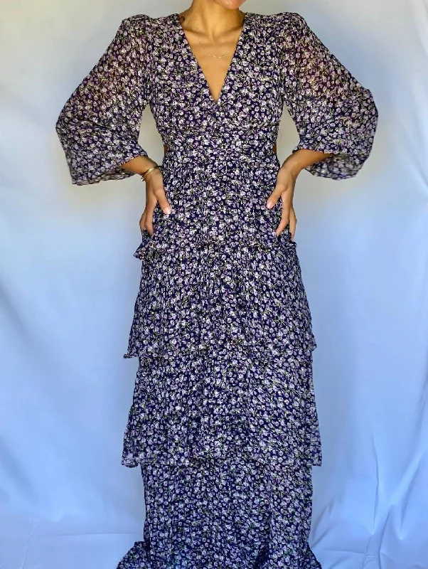 Anora Dress In Purple Ditsy