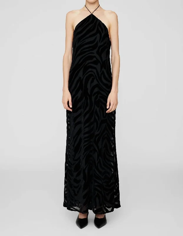 Leanne Dress In Black Zebra Burnout