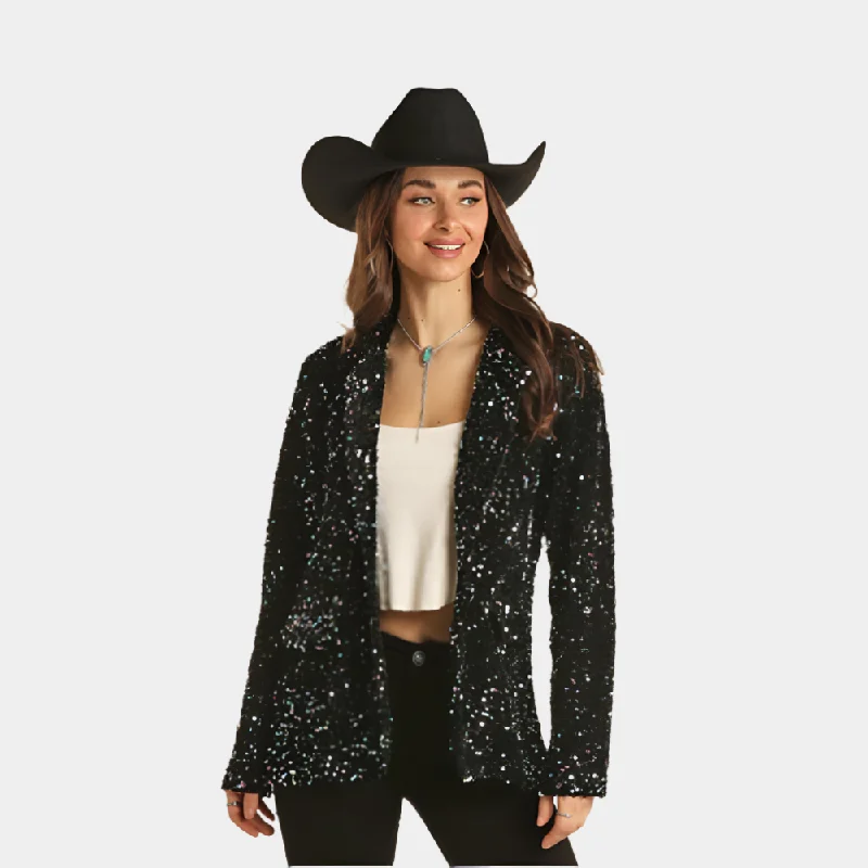 Rock and Roll Denim Sequin Blazer