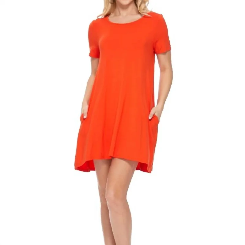 T Shirt Pocket Dress In Orange