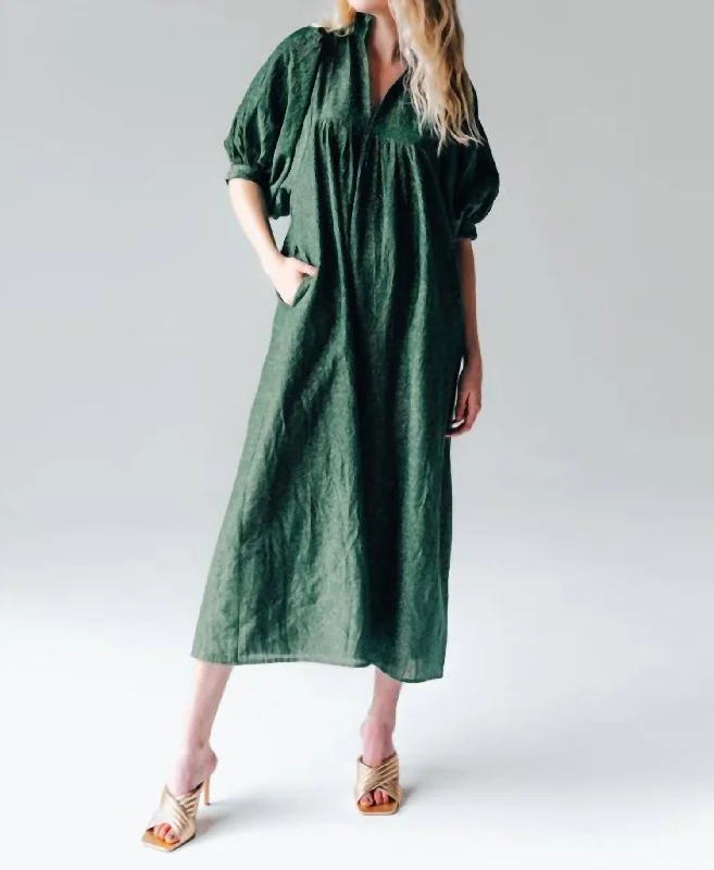 High Neck Midi Dress In Emerald Sparkle