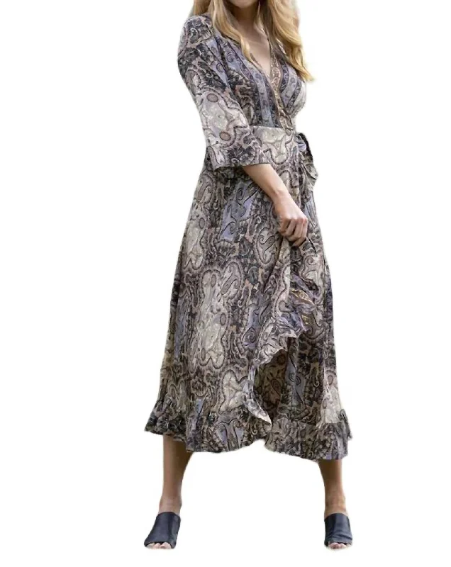 Eshe Wrap Dress In Grey