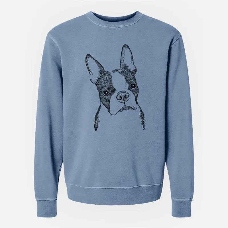 Bare Samuel the Boston Terrier - Unisex Pigment Dyed Crew Sweatshirt