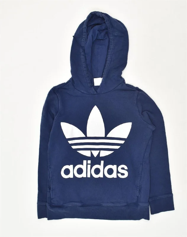 ADIDAS Womens Graphic Hoodie Jumper UK 10 Small  Blue Cotton