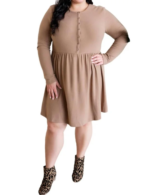 Ultra Soft Button Front Dress In Pecan