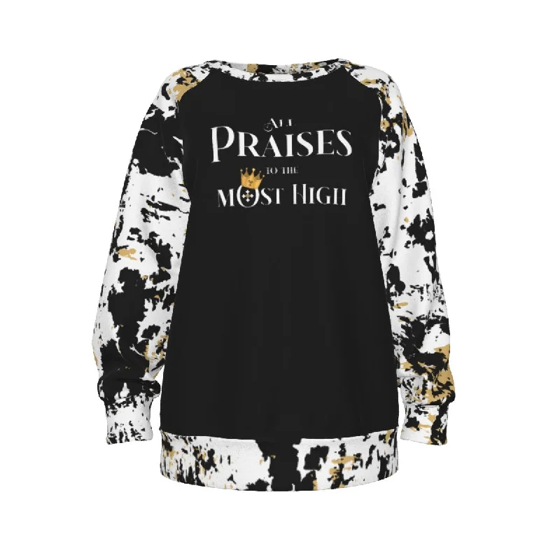 ALL PRAISES TO THE MOST HIGH Black Striped Paisley Sleeve Sweatshirt