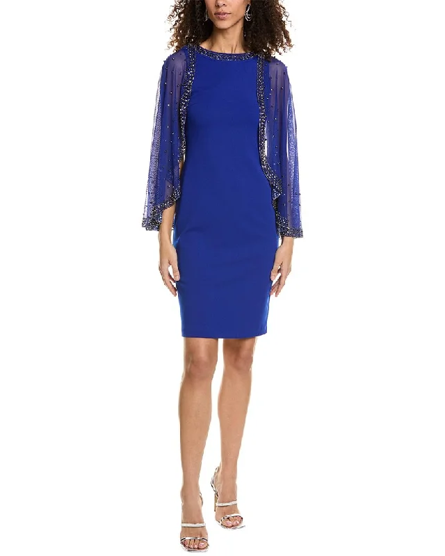 Joseph Ribkoff Beaded Cape Mini Dress