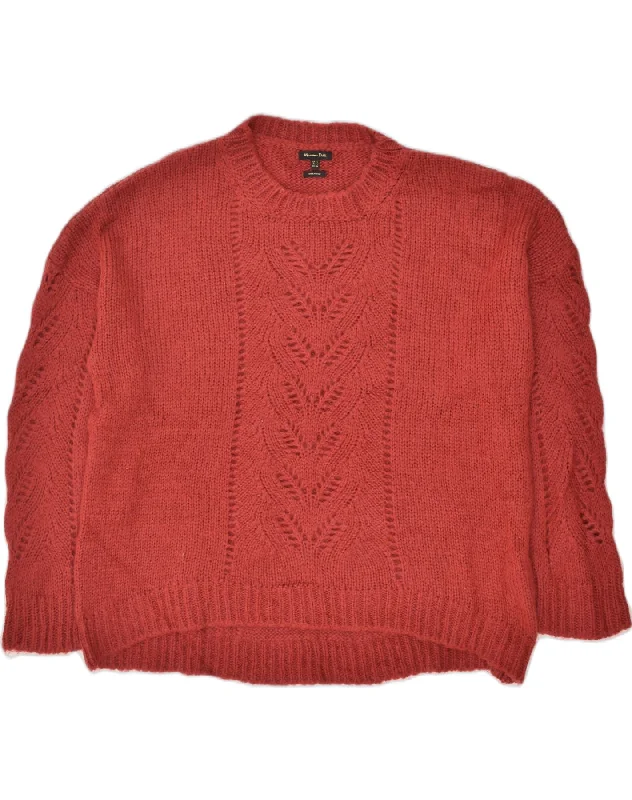 MASSIMO DUTTI Womens Oversized Crew Neck Jumper Sweater UK 16 Large Red