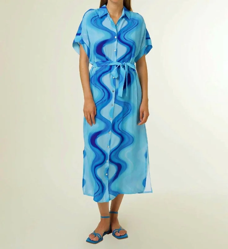 Edwige Dress In Blue Swirl