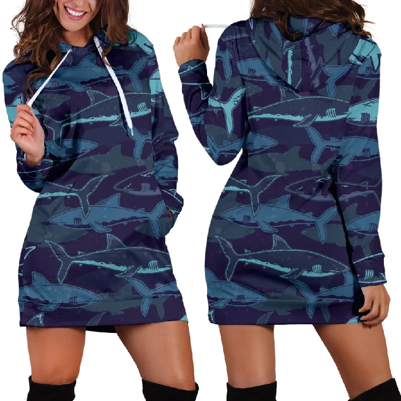 Shark Pattern Women'S Hoodie Dress