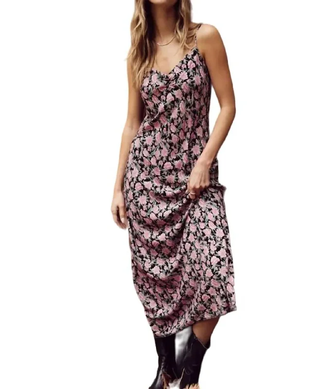 Lark Floral Slip Dress In Mauve