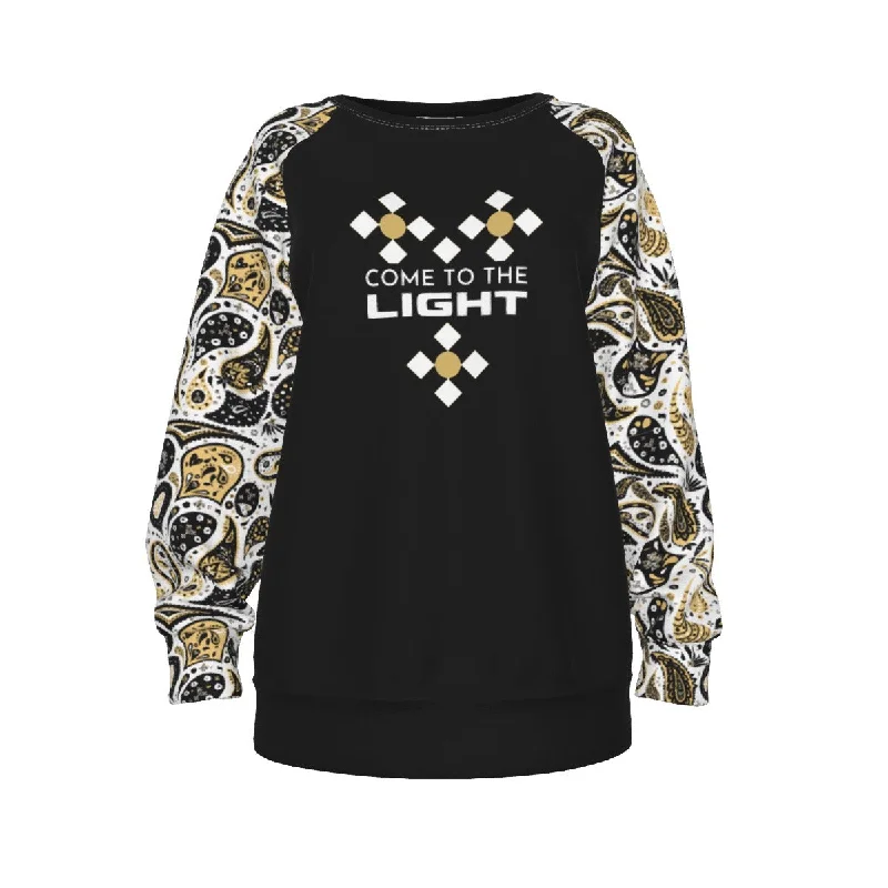 COME TO THE LIGHT Black Paisley Sleeve Sweatshirt