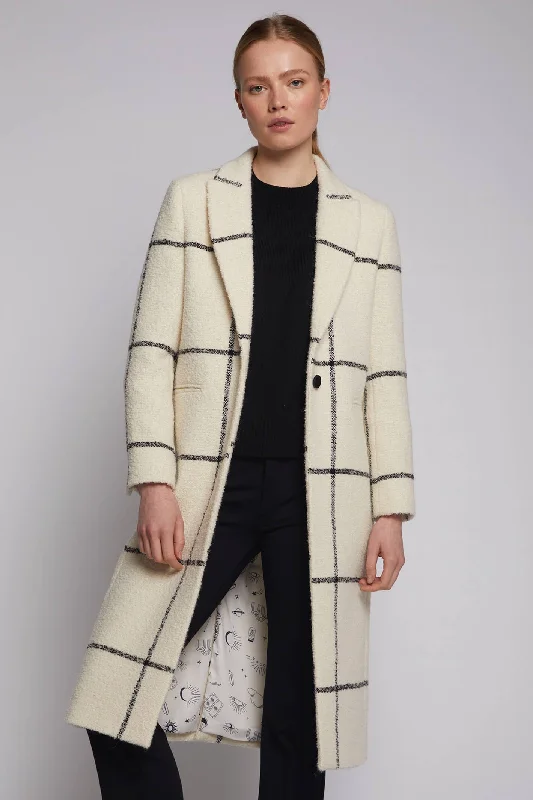 Vilagallo 30682 Cream Black Check One Button Coat