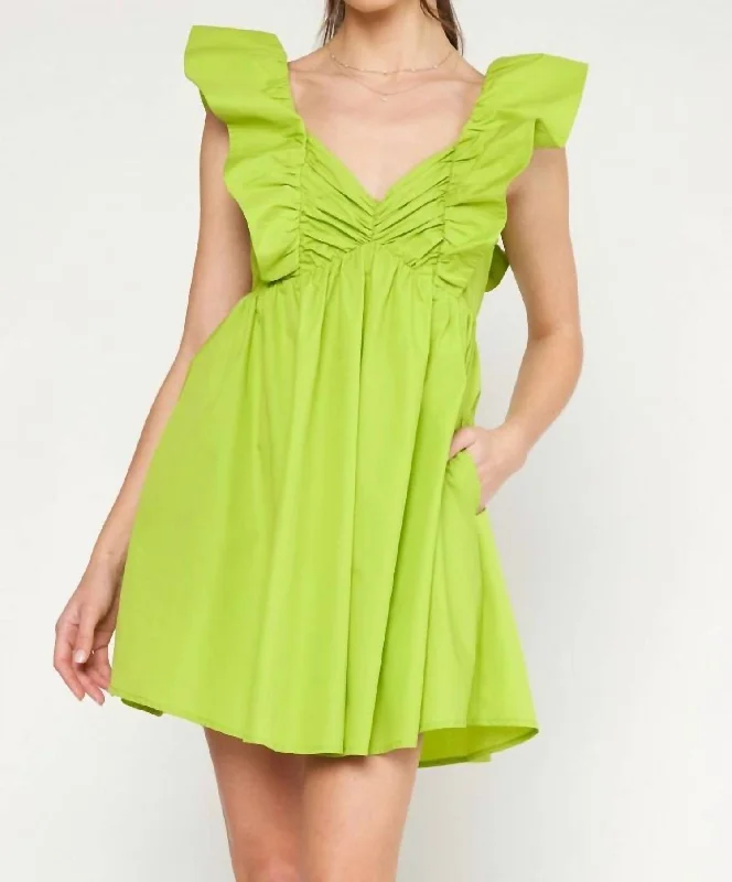 A Twist Dress In Lime