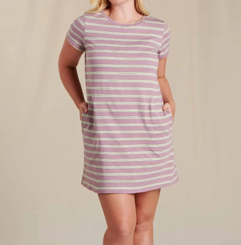 Windmere Ii Short Sleeve Dress In Lilac Stripe