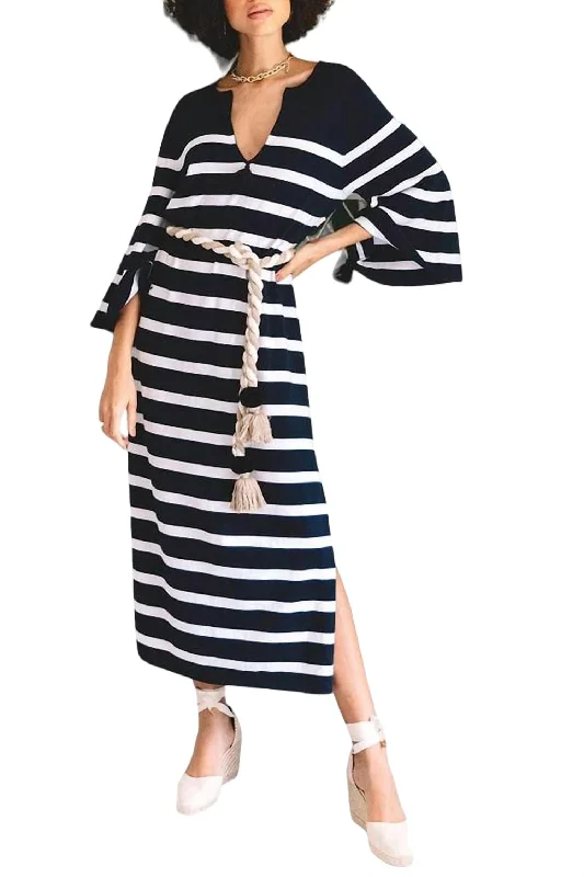 Lillie Kaftan In Navy Stripe