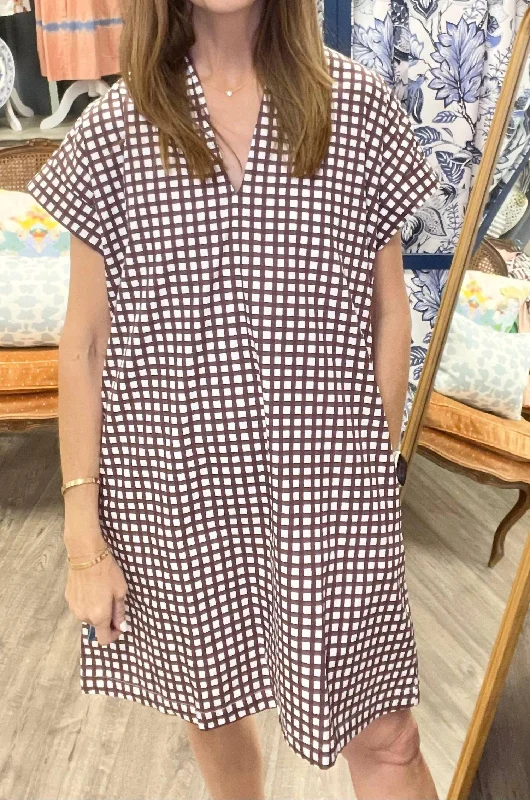 Nancy Dress Tiny Check In White