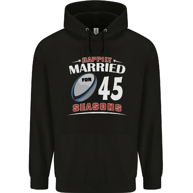 45 Year Wedding Anniversary 45th Rugby Mens 80% Cotton Hoodie