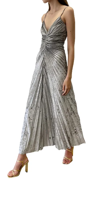 Maryln Midi Dress In Silver