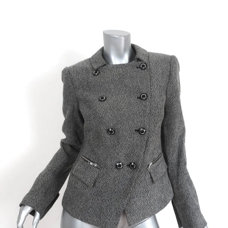 Rachel Zoe Double Breasted Jacket Gray Stretch Wool Tweed Size 8