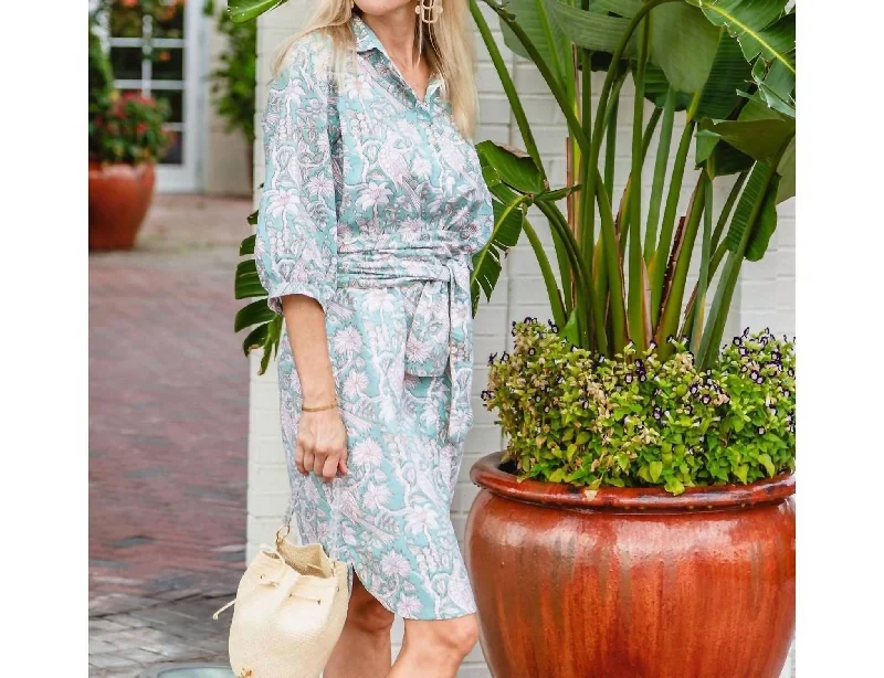 Haley Midi Shirtdress In Cucumber Mint Green