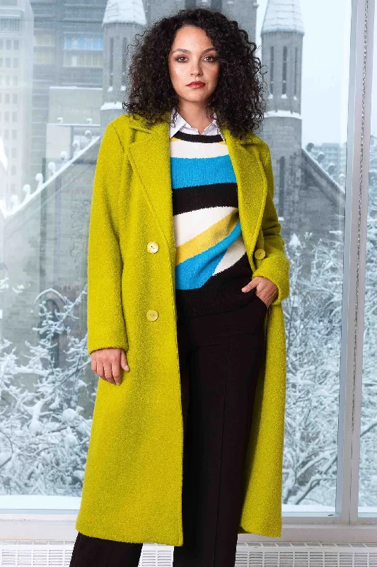 Alison Sheri A44003 Long Coat Lime Green