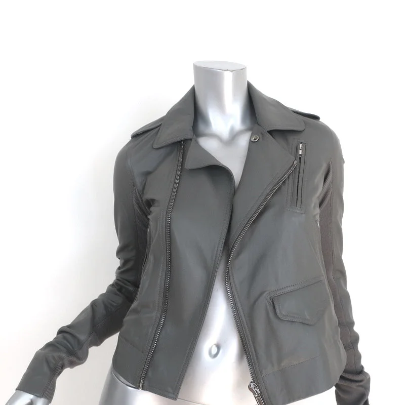 Rick Owens Stooges Leather Biker Jacket Euca Gray Size 40 Moto Jacket