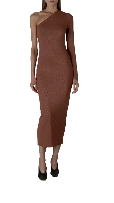 Lurex Jersey Dress In Copper