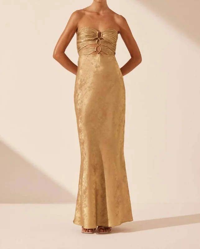 Strapless Dress In Royale-Gold