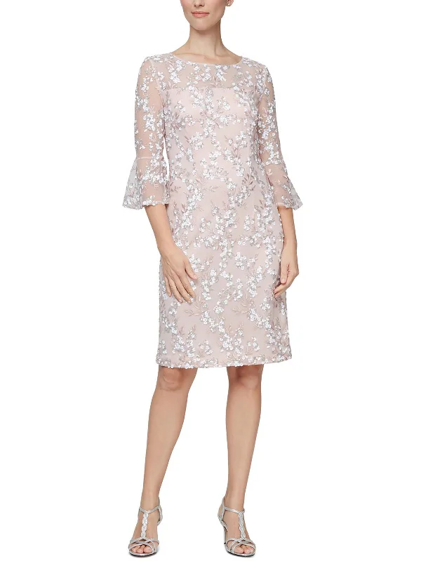 Womens Sequined Short Sleeve Cocktail and Party Dress