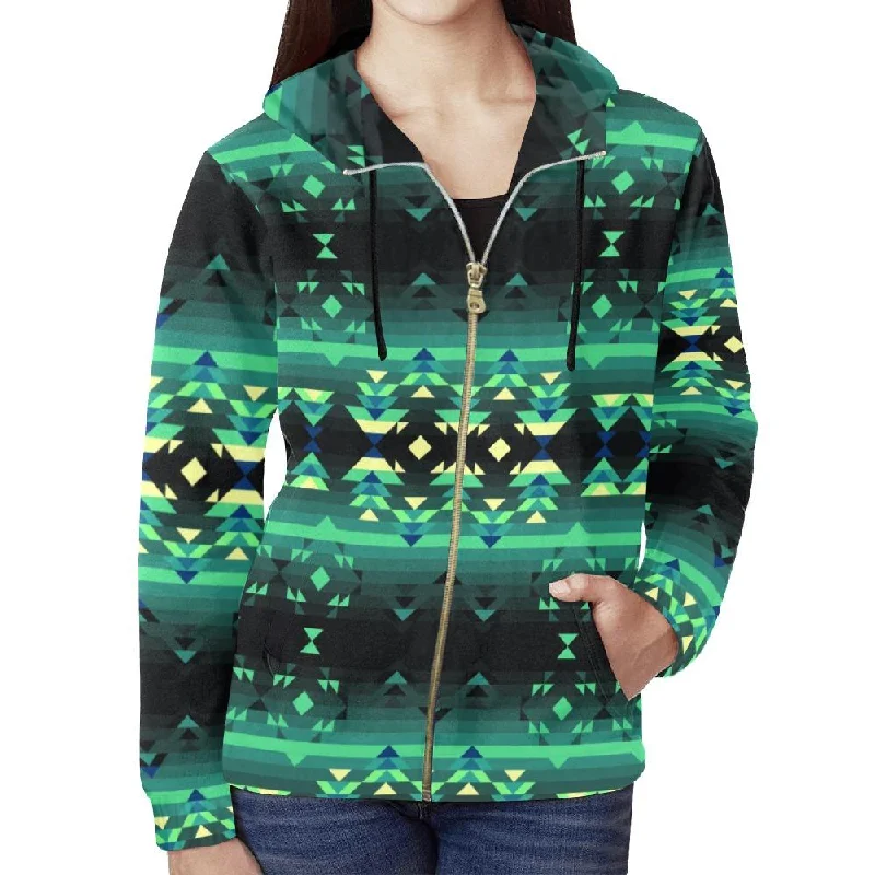 Inspire Green Full Zip Hoodie for Women