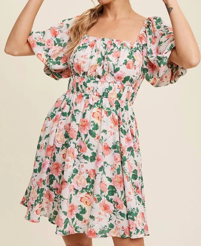 Bianca Floral Dress In Cream