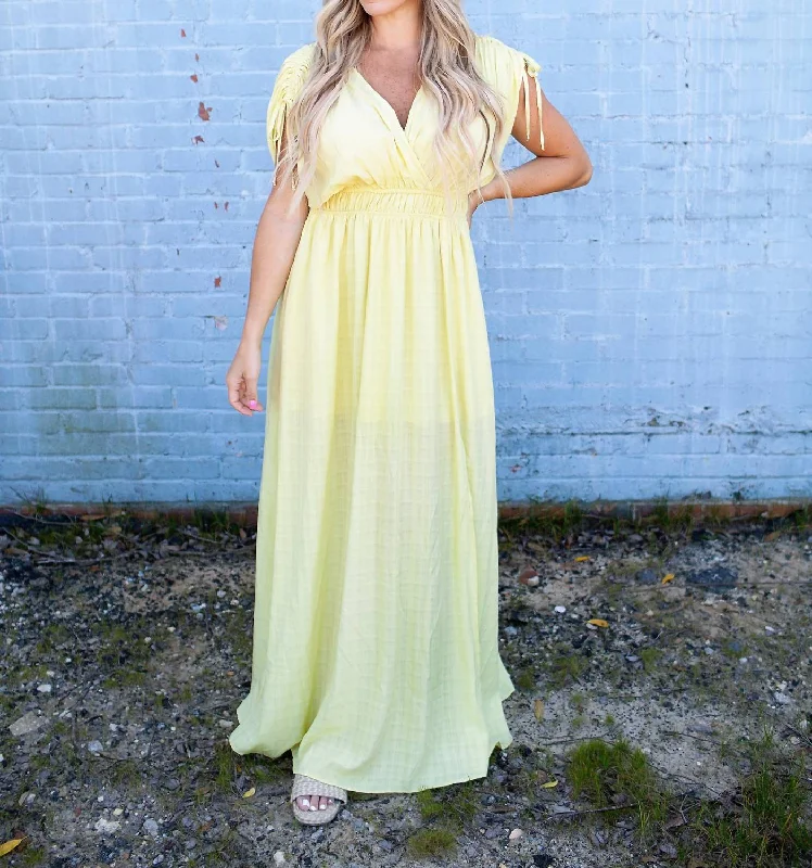 Everly Summer Drawstring Dress In Lemon