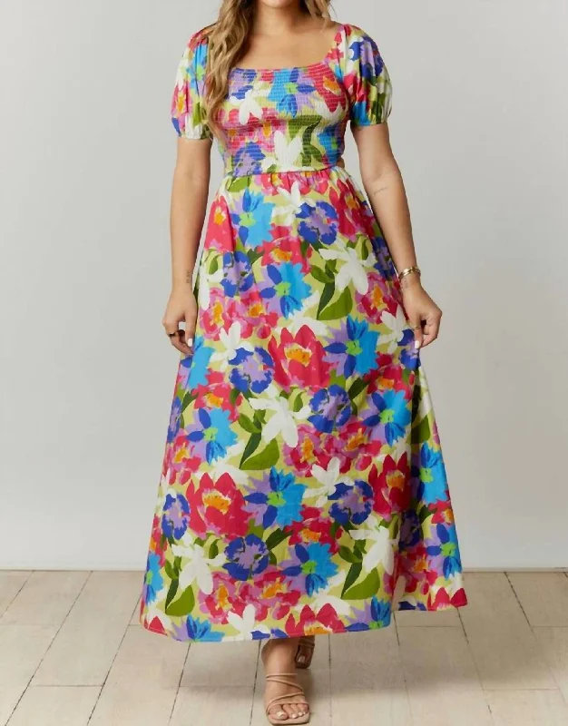 Bad Idea Abstract Floral Print Maxi Dress In Multi