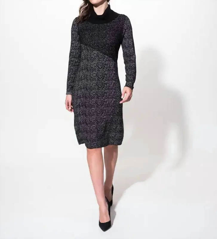 Cowl Neck Sweater Dress In Black