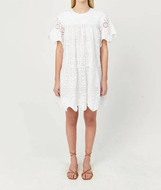 Tobby Dress In White Soleil Eyelet